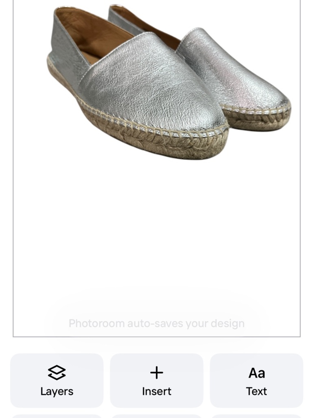 Jutelia Genuine Leather Silver Metallic Espadrille Slip-Ons Size 38